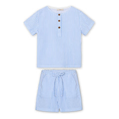 Fliink - Gestreiftes Cha-Cha-Shorts- und T-Shirt-Set | Hellblau