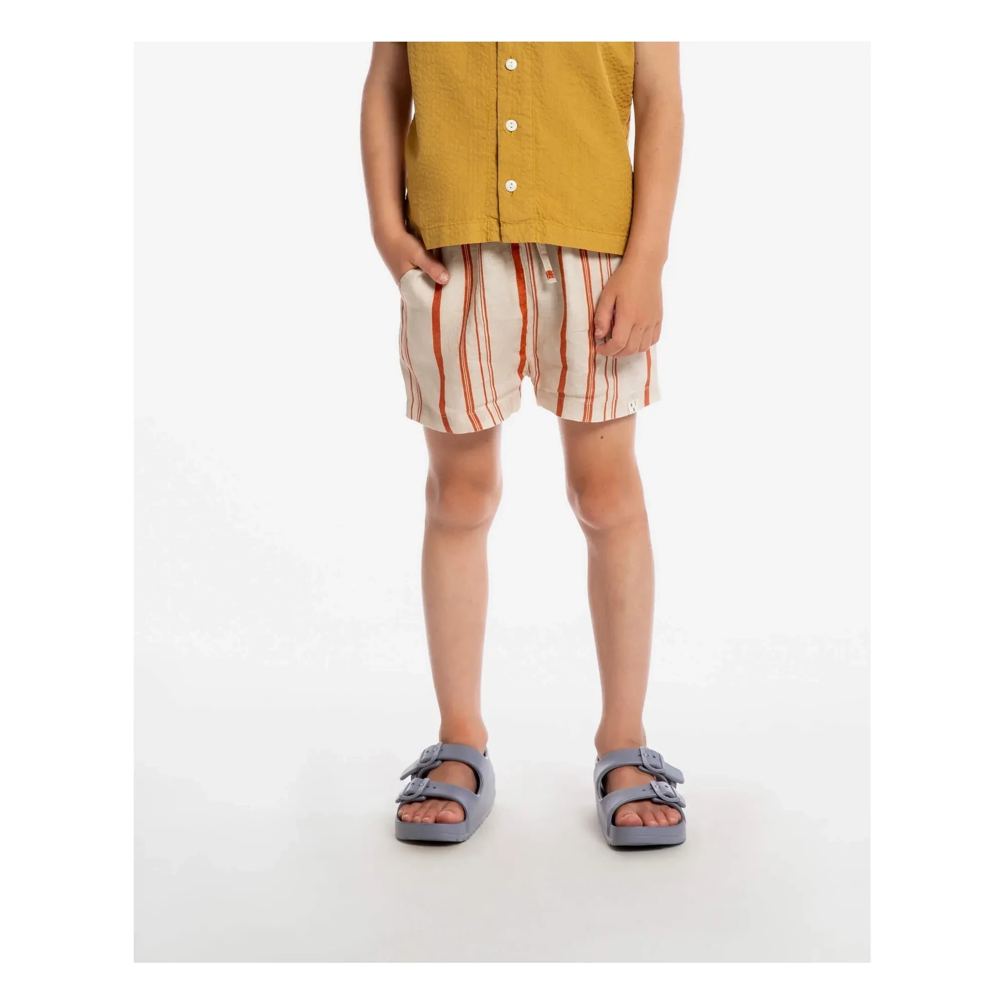 Matona – Klassische gestreifte Leinenshorts | Off-White