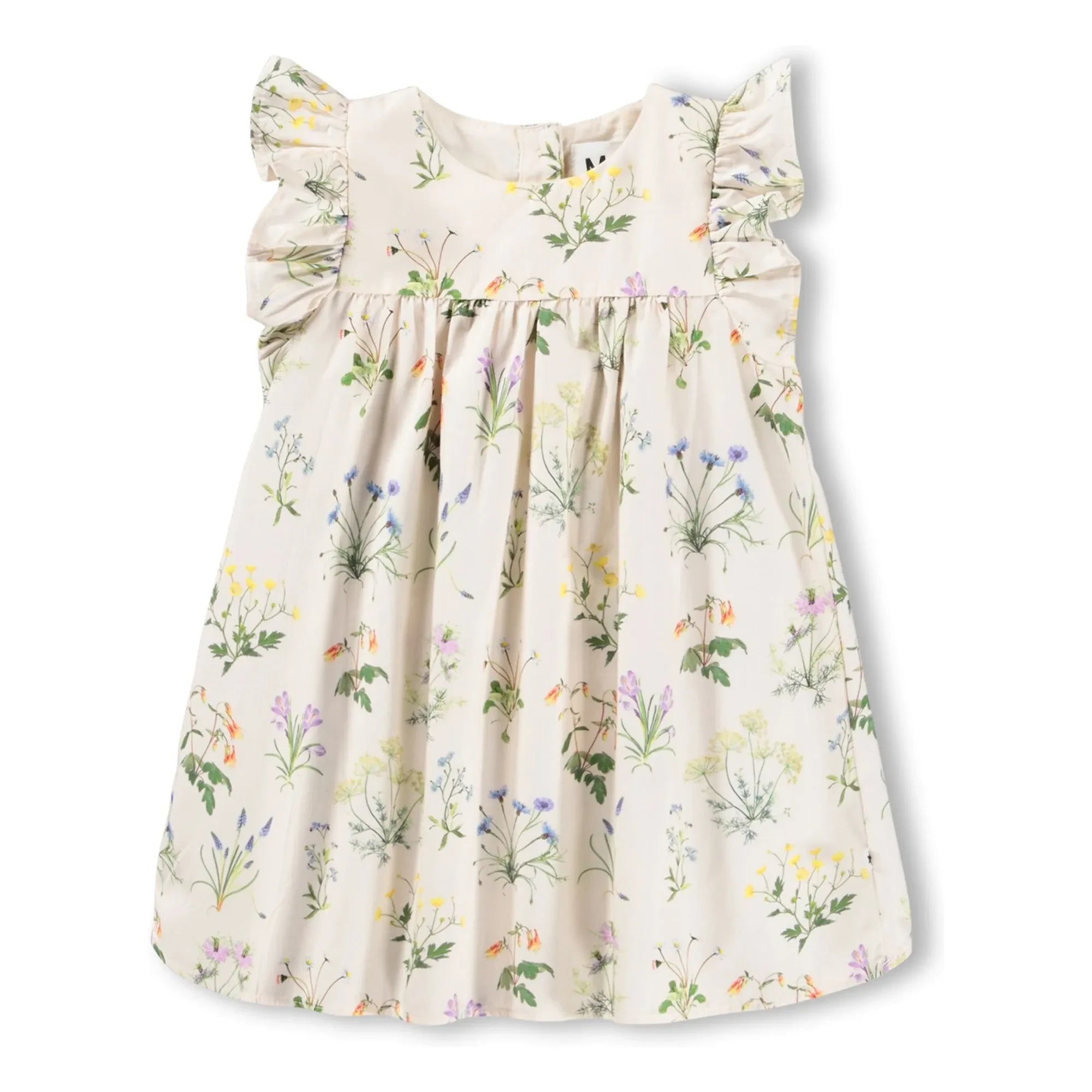 Molo - Cacao Fleurie Bio-Baumwollkleid mit Rüschen | Ecru