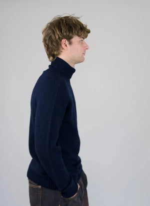 Origin Knitwear - Nahtloser Wollrollkragenpullover | Marineblau