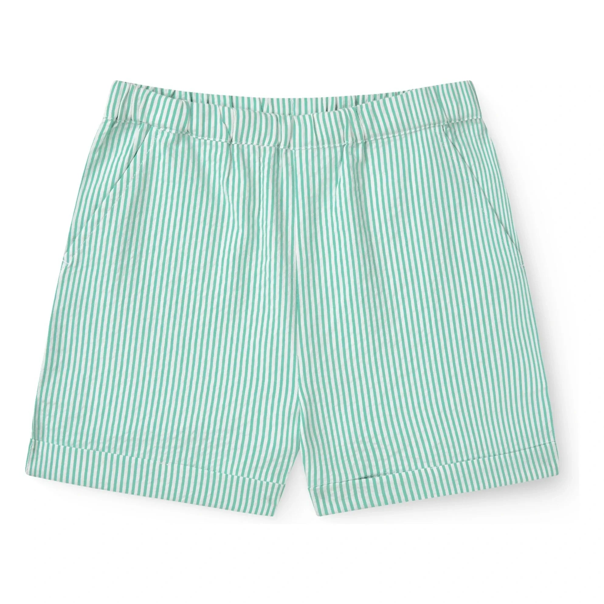 Copenhagen Colors – Gestreifte Seersucker-Shorts aus Bio-Baumwolle | Türkis