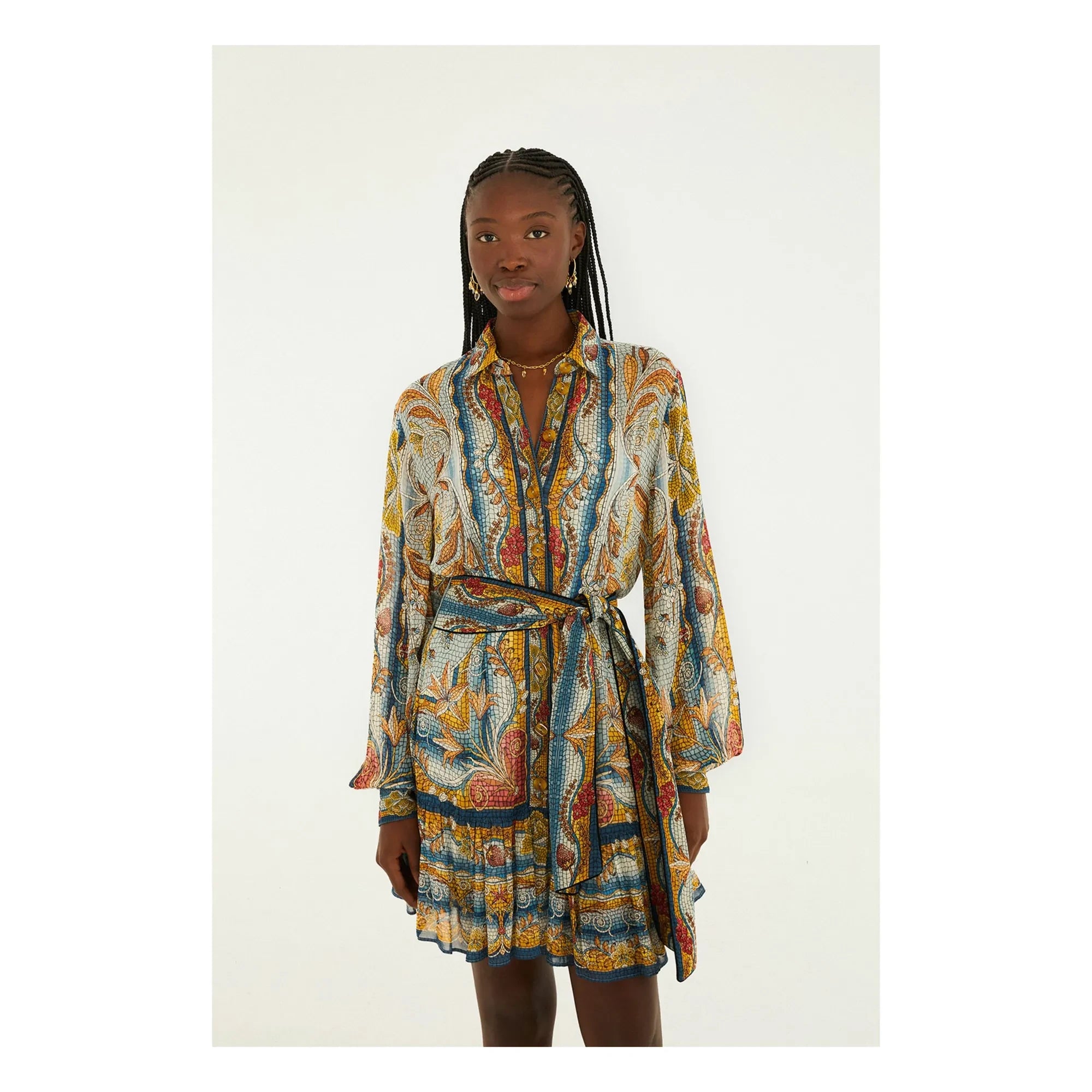Farm Rio - Mosaic Garden Kleid | Blau