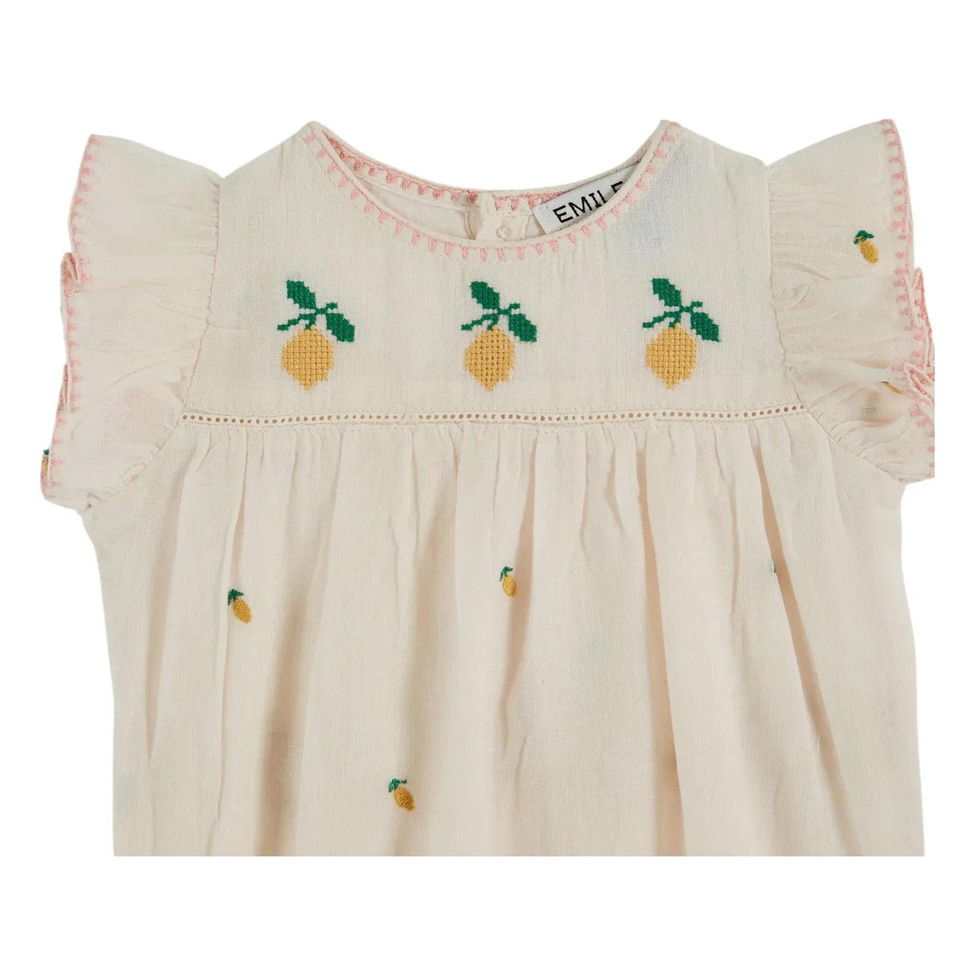 Emile et Ida - Overall mit Zitronenstickerei | Creme