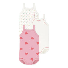 Petit Bateau - 3er-Set Herzförmige Trägerbodys aus Bio-Baumwolle | Rosa