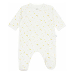 Petit Bateau - Geblümter Bio-Baumwoll-Schlafanzug mit Druckknöpfen | Weiß