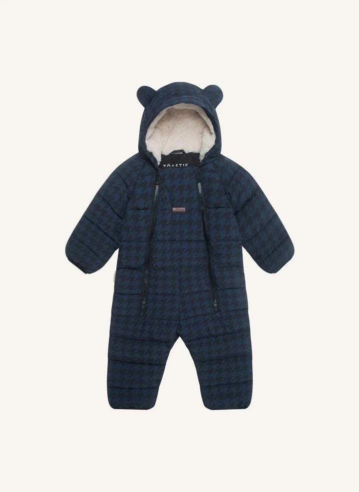 Töastie - Aus recycelten Fasern hergestellter wasserfester Houndstooth Cloud-Jacke | Blau