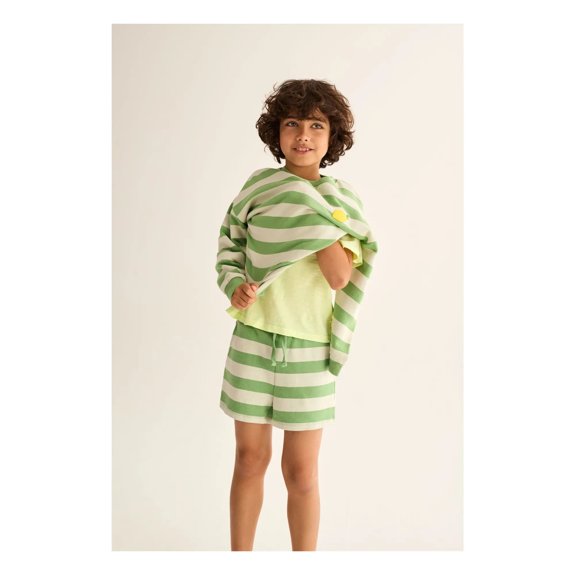 Cozmo - Orion Gestreifte Polar-Shorts | Meadow Green