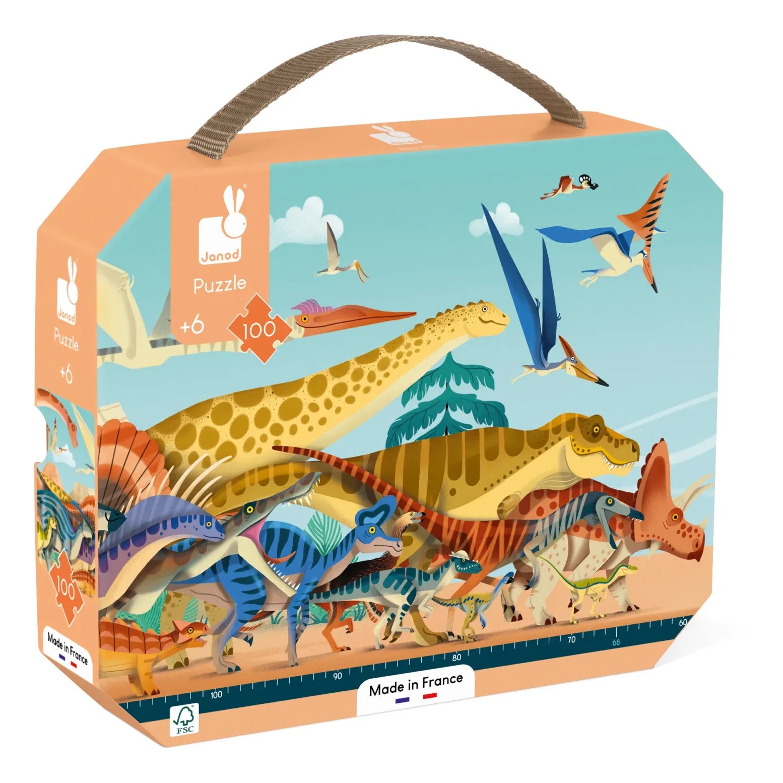 Janod - Panoramisches Dinosaurier-Puzzle - 100 Teile