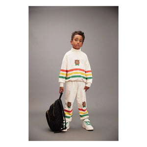 Mini Rodini - Jogger mit Bärenstreifen aus Bio-Baumwolle | Ecru