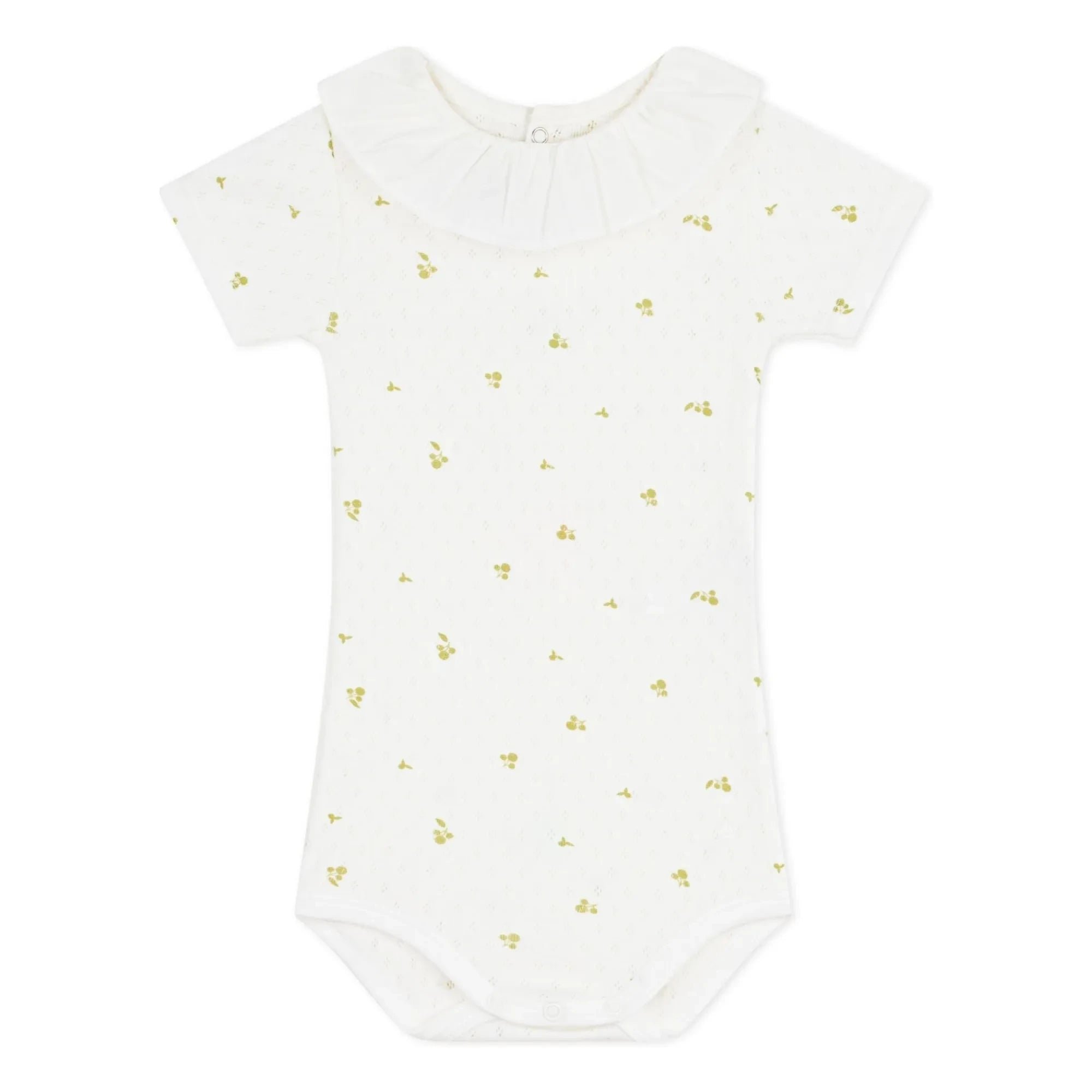 Petit Bateau - Body aus Bio-Baumwolle mit Blumenkragen | Ecru
