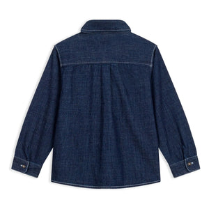 Petit Bateau - Organik Pamuk Denim Slim Fit Gömlek | Koyu Mavi