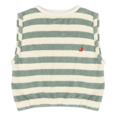 Jenest - Ärmelloses T-Shirt aus gestreifter Bio-Baumwolle für Zuhause | Khaki