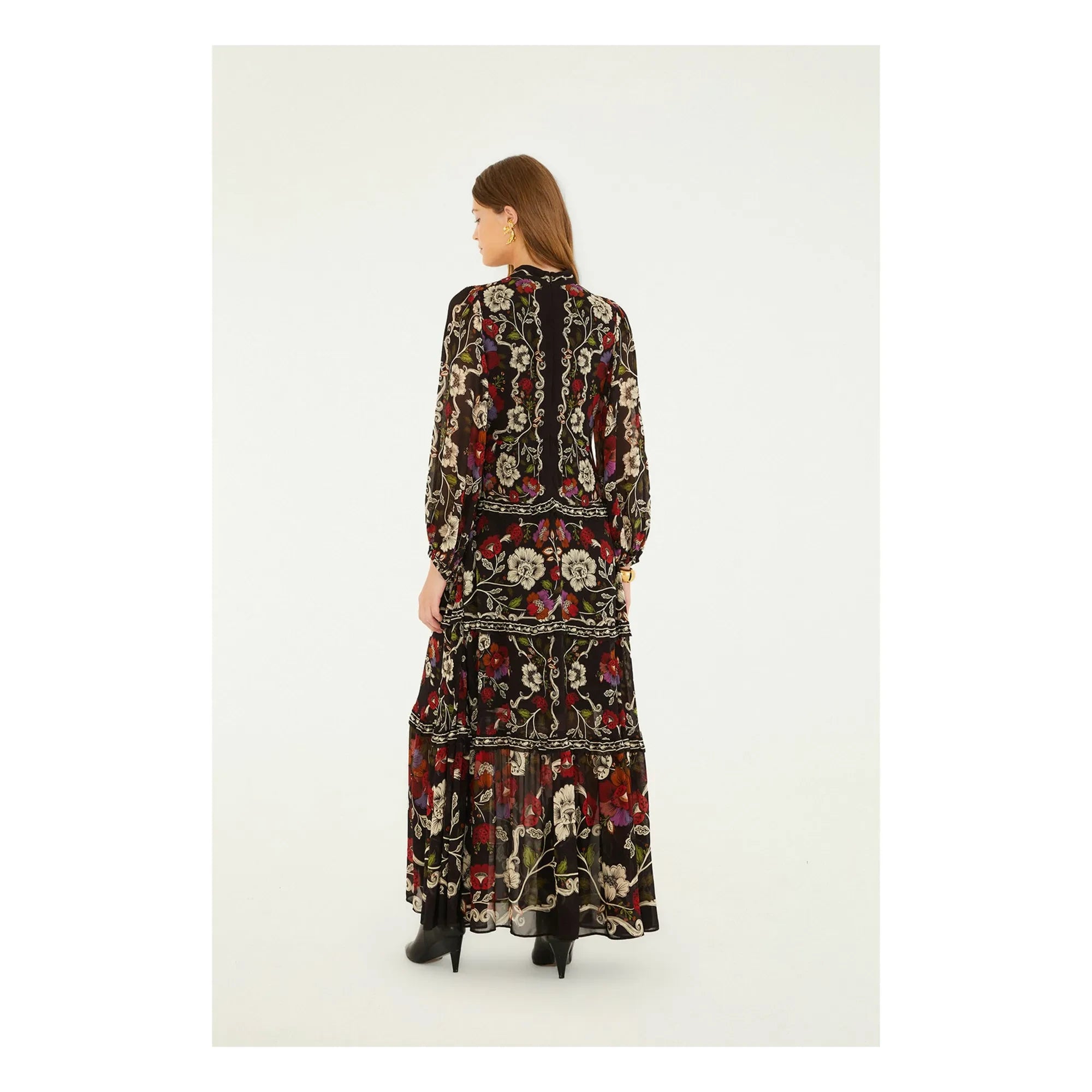 Farm Rio - Rococo Flowers Kleid | Schwarz