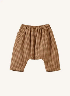 Caramel - Ficus Karomuster Leinen Haremhose | Ziegel