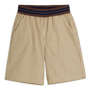 Mini Rodini - Bio Baumwolle Poplin Gestreifte Shorts | Braun