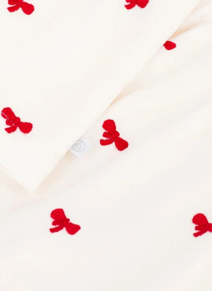 Petit Bateau - Bluse aus Bio-Baumwolle mit Knoten | Ecru
