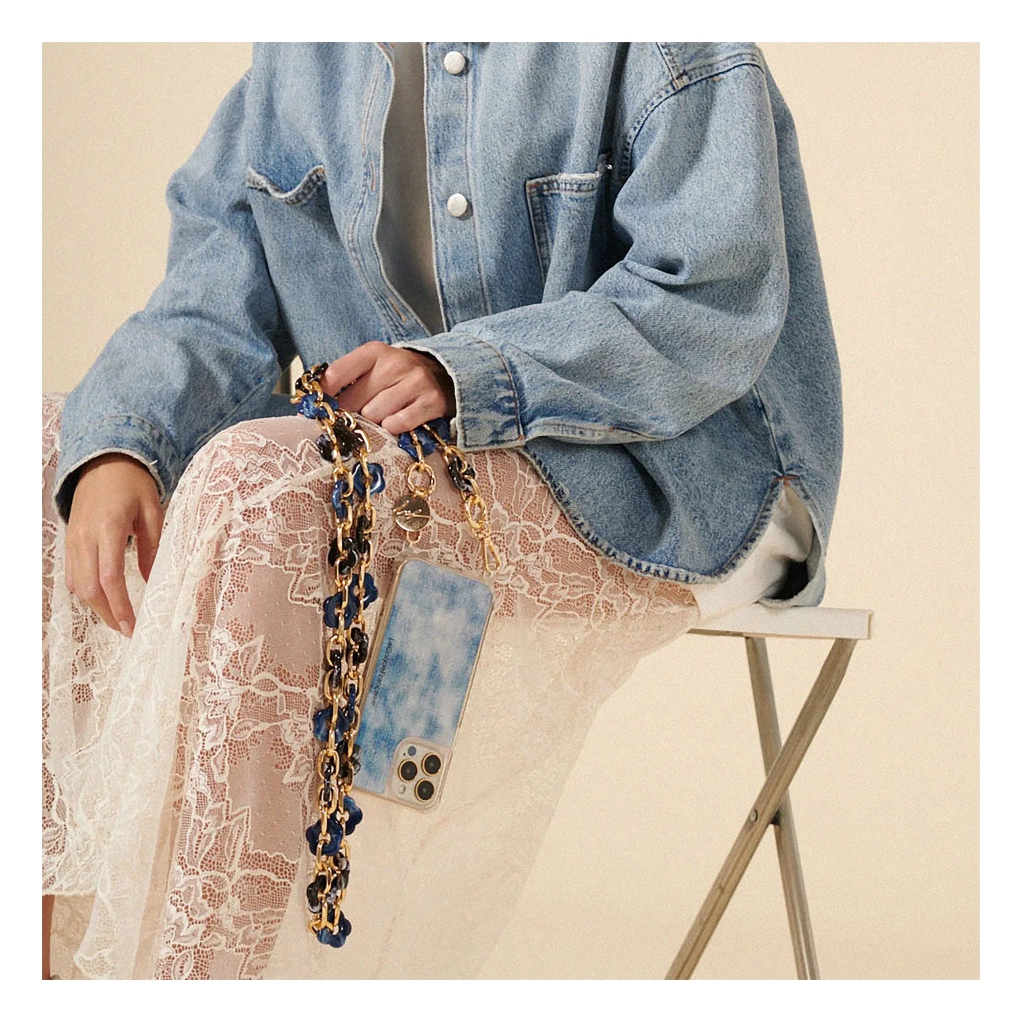 LaCoqueFrançaise - Cassy Flower Lange Kette 120 cm | Blau