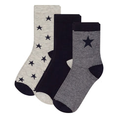 Petit Bateau - 3er-Socken-Set mit Sternenmuster | Marineblau