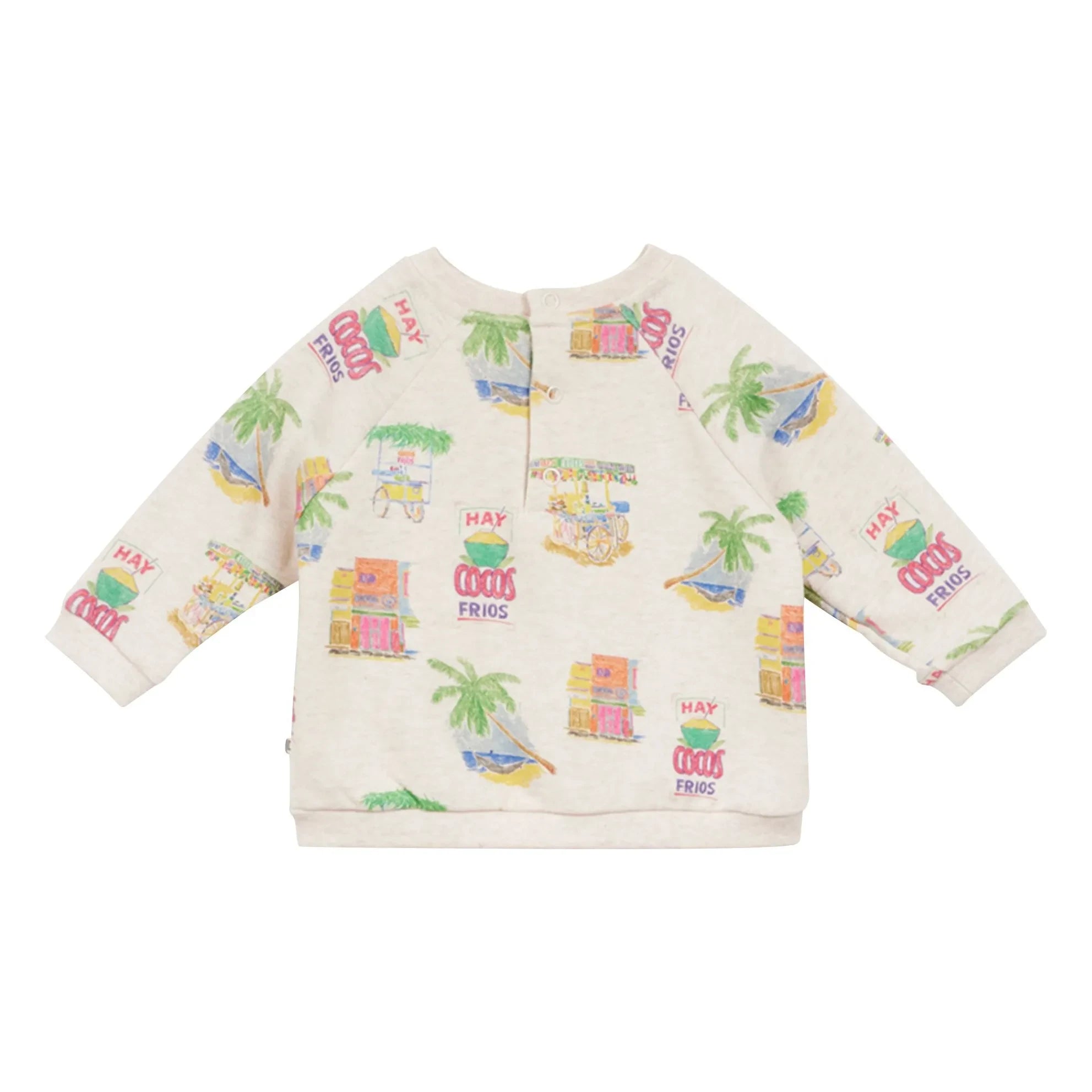 Arsène et Les Pipelettes - Baby-Sweatshirt aus Bio-Baumwolle mit Palmenmotiv | Hellbeige