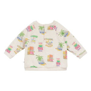 Arsène et Les Pipelettes - Baby-Sweatshirt aus Bio-Baumwolle mit Palmenmotiv | Hellbeige