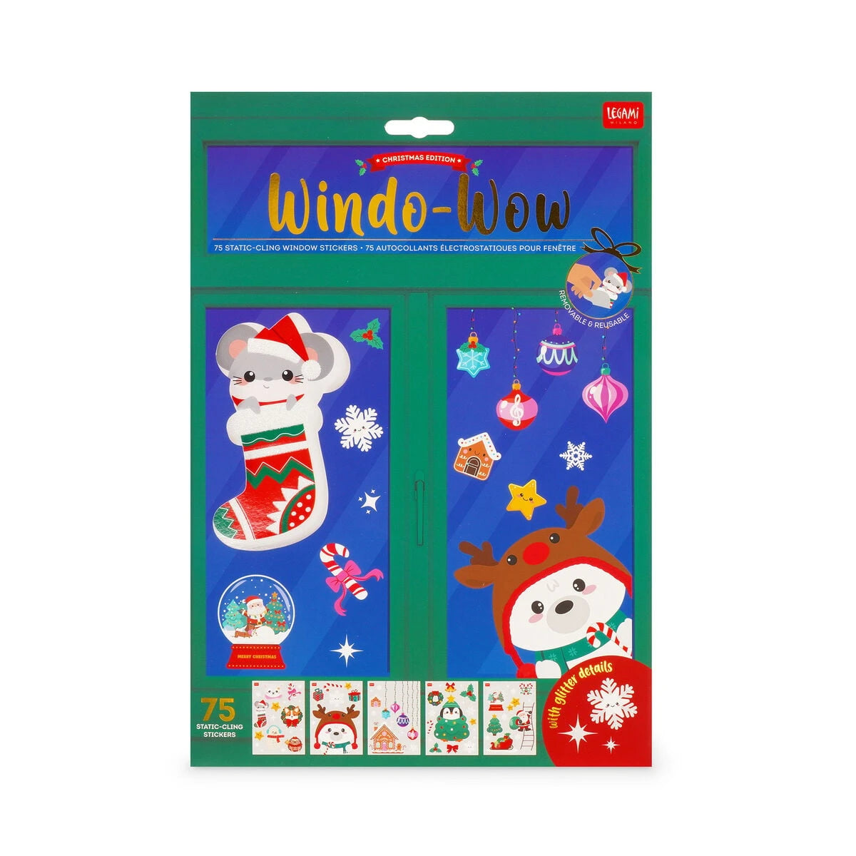 Legami - Set 75 Static Cling Fensteraufkleber - Windo-Wow