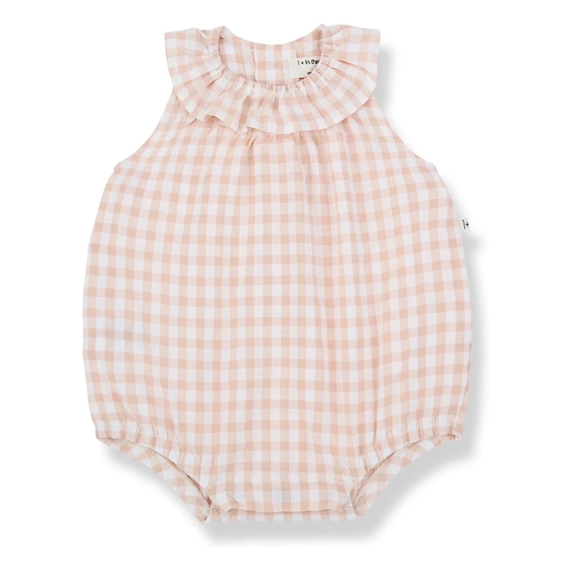 1+ in the family - Corfu Vichy Seersucker Overall | Beige rosa