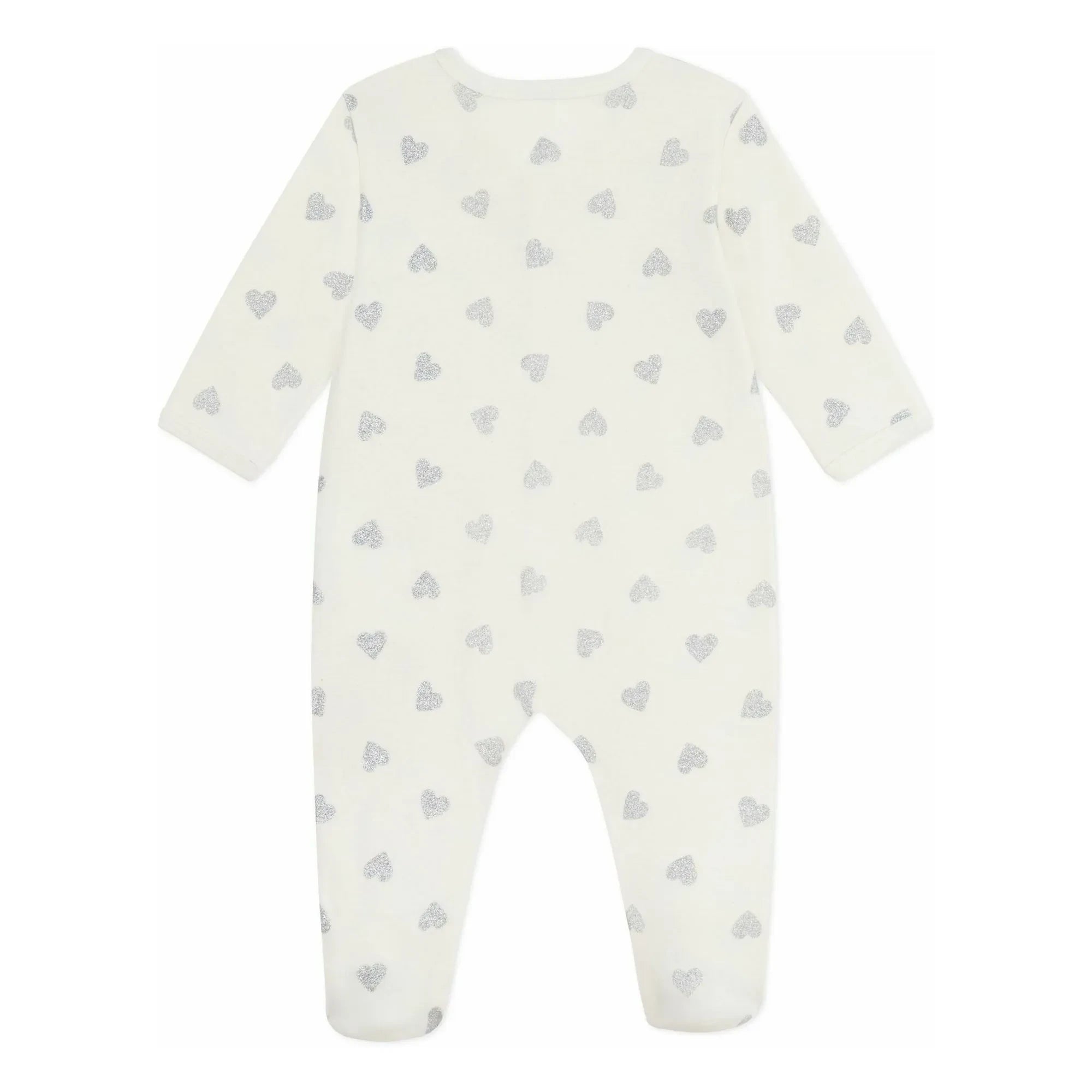 Petit Bateau – Schlafanzug Herzen glitzernd Bio-Baumwolle | Ecru
