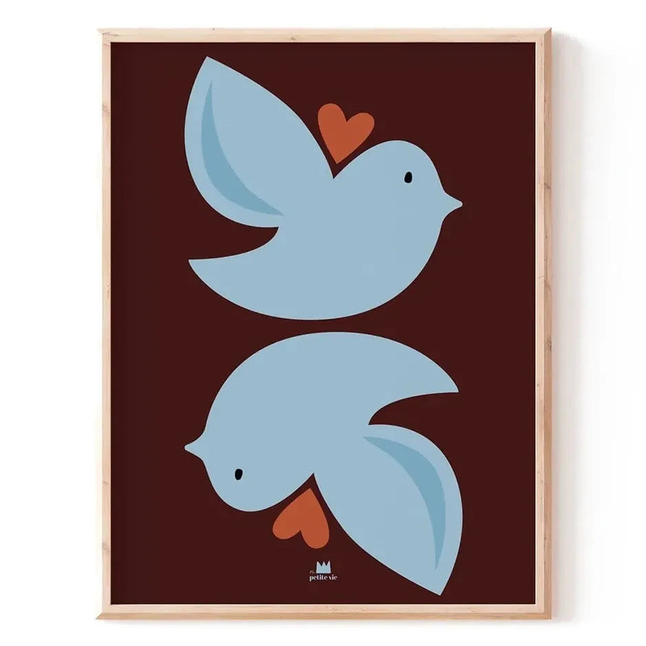 Ma petite vie - Blaue Vögel Poster | Hellblau
