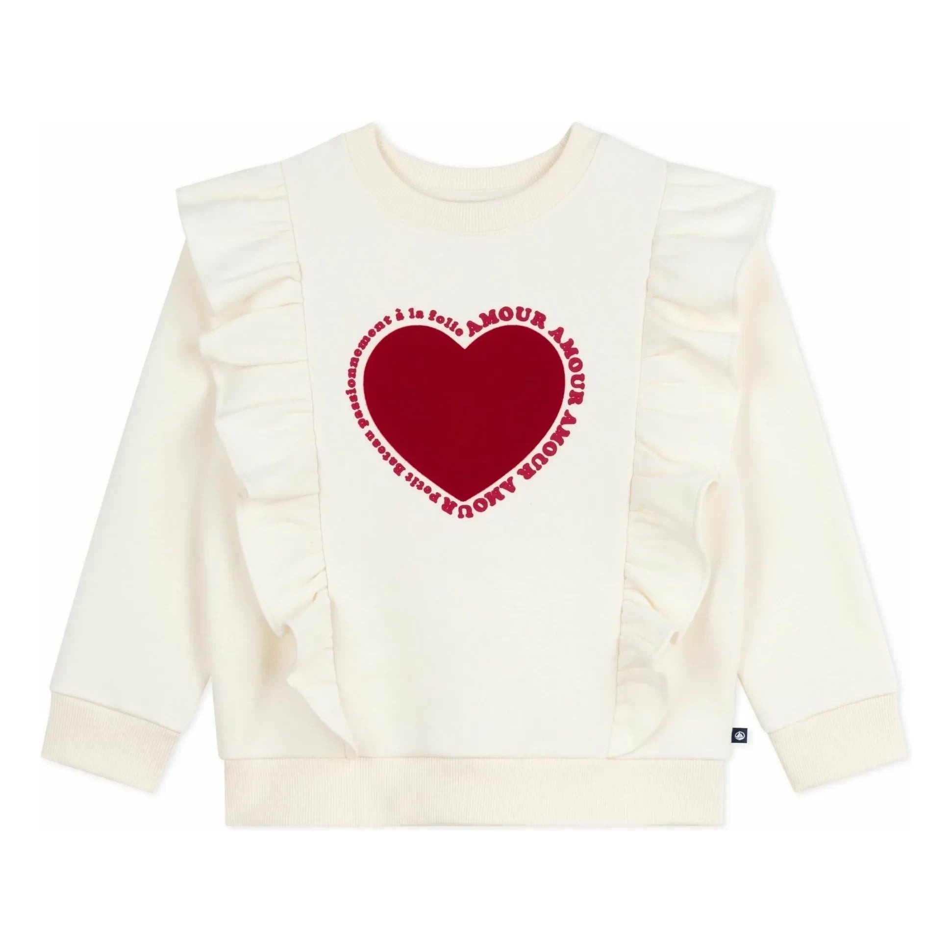 Petit Bateau - Sweatshirt mit Herzrüschen | Ecru