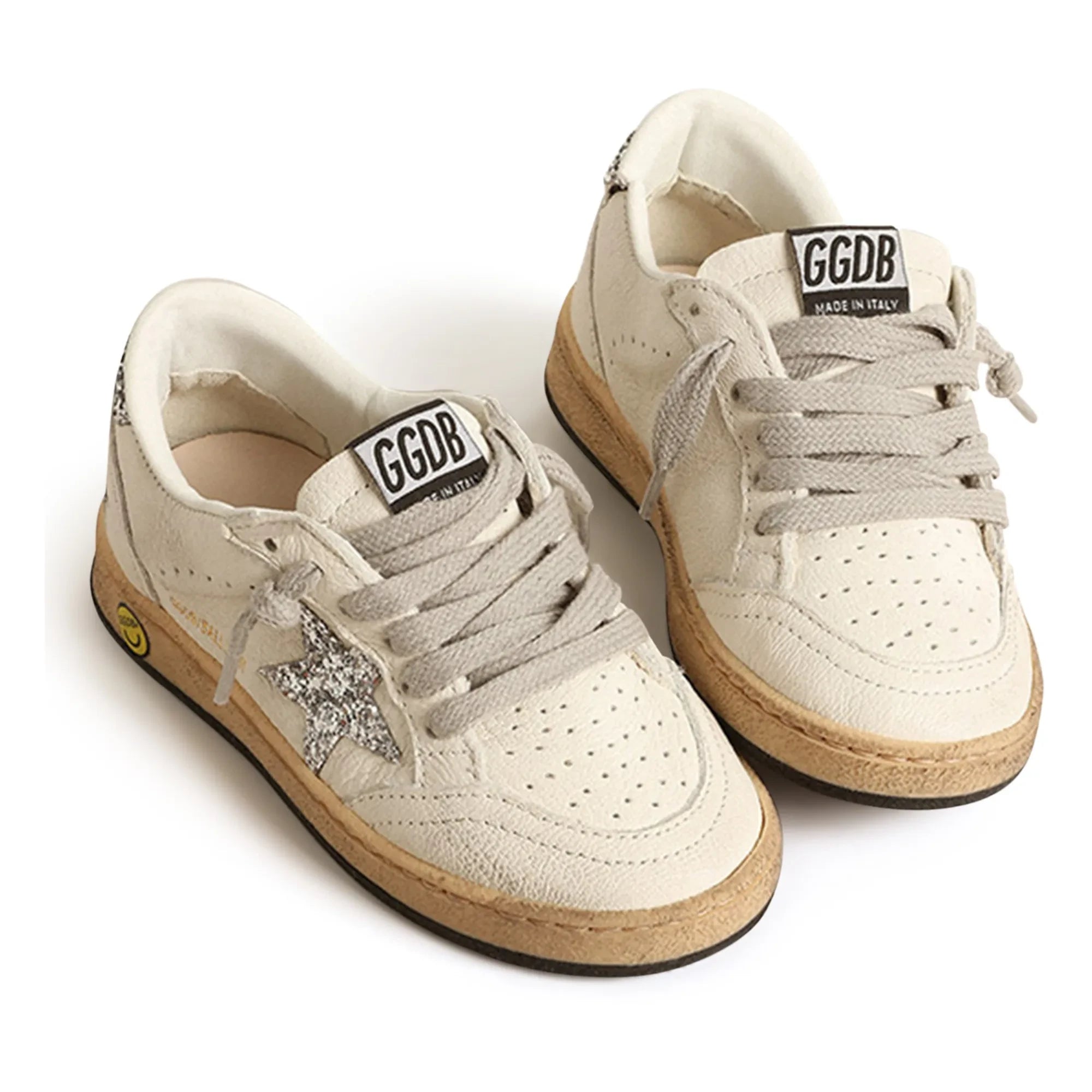 Golden Goose - Ballstar Sneakers mit Glitzer-Schnürsenkeln | Silber
