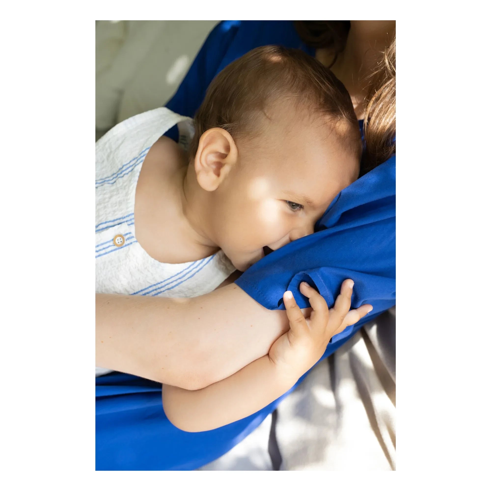 Familien-Tipp 1+ - Montjoi gestreifter Overall | Hellblau