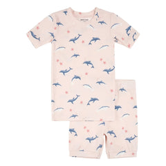 Petit Lem - Dolphins Bio-Baumwoll- und Modal-Kurzpyjama | Rosa