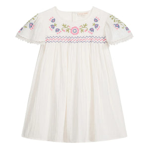 Louise Misha - Ana besticktes Kleid Bio-Baumwolle | Weiß