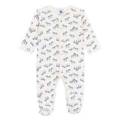 Petit Bateau - Schlafanzug mit Zebramuster aus Bio-Baumwolle | Ecru
