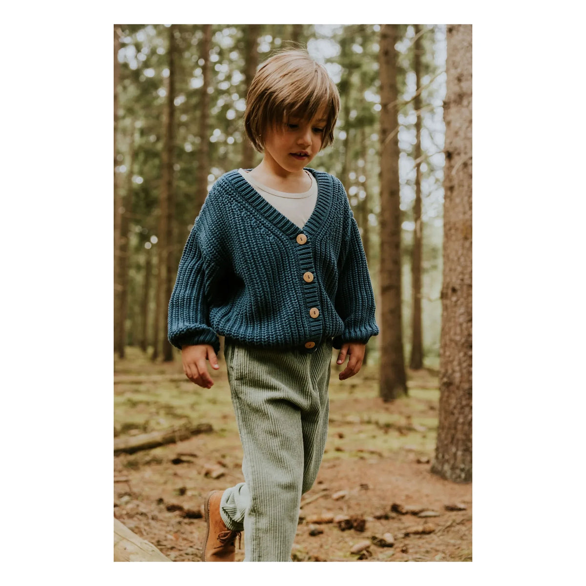 Yuki - Grobe Strickjacke aus Bio-Baumwolle | Petrolblau