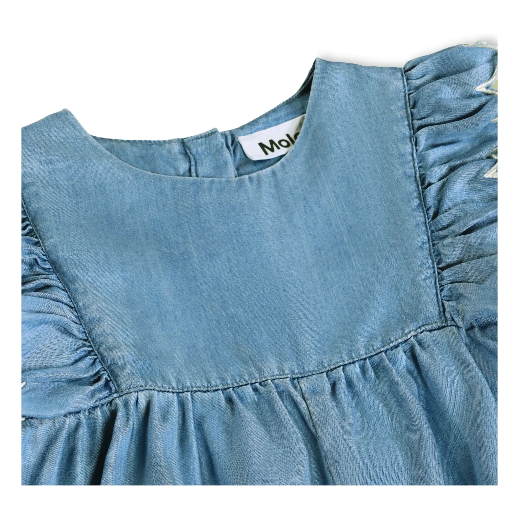 Molo - Fernanda Jeans-Strampler mit Rüschen | Blau