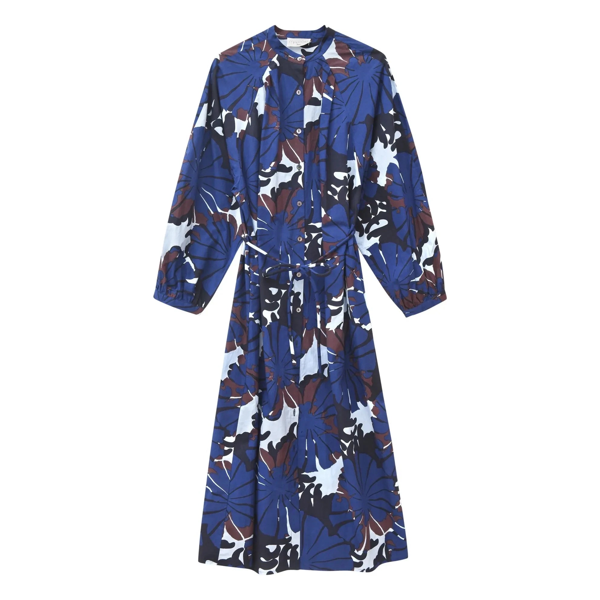 Mapoésie - Eulalie Pavot Baumwoll Popeline Kleid | Blau