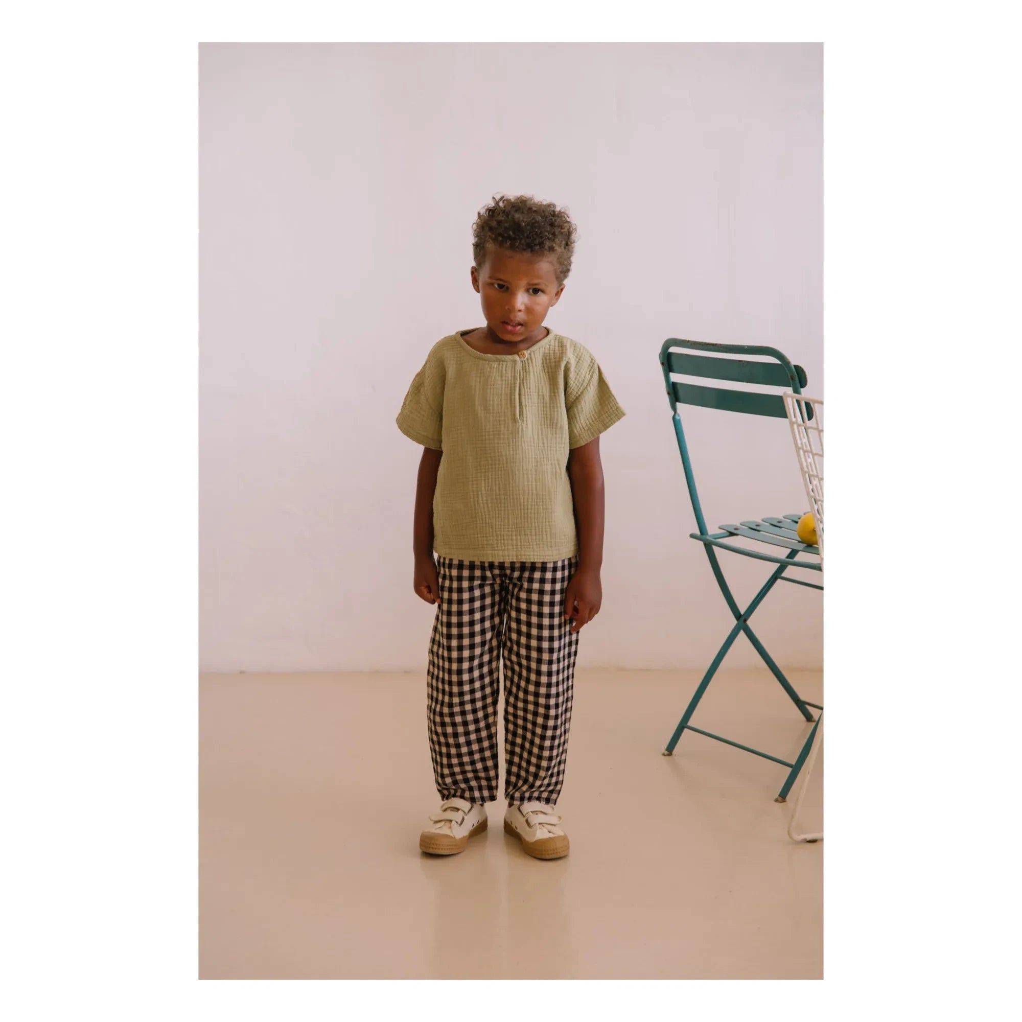 Studio Bohème - Cousin Vichy Hose aus Bio-Baumwollgaze | Schwarz