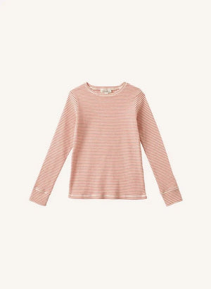 Caramel - Kishon Gestreifter Baby T-Shirt | Rot