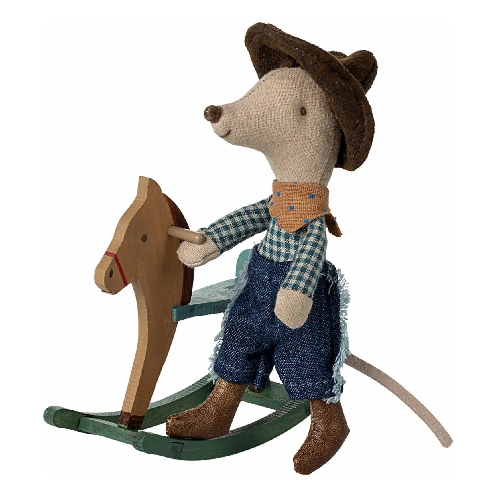 Maileg - Kleiner Bruder Cowboy-Maus und Pferd