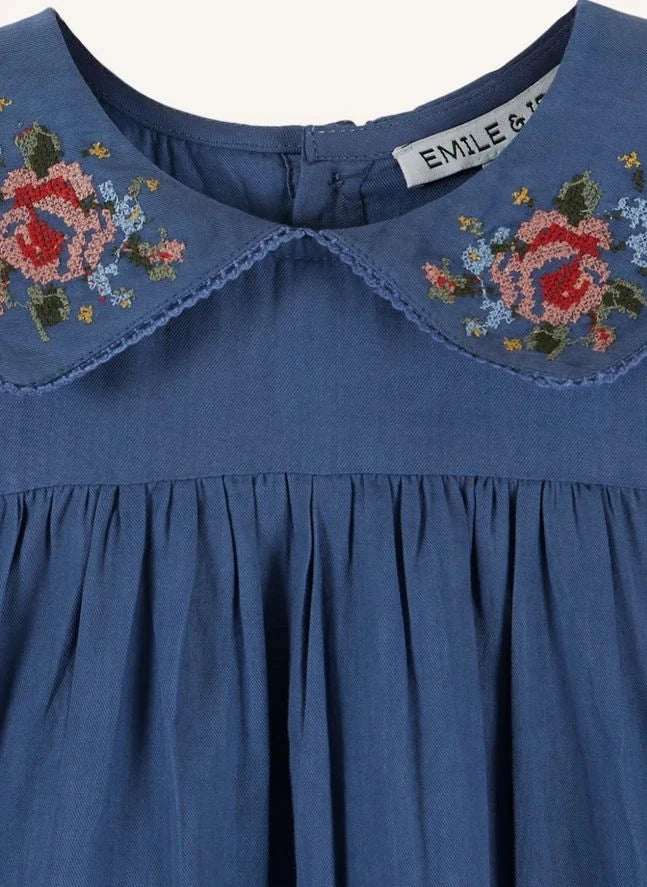Emile et Ida - Kreuzstichkleid | Blau