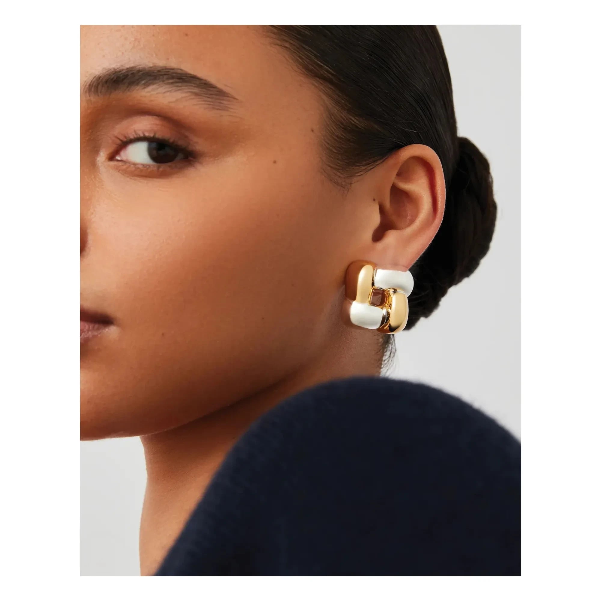 Jenny Bird - Gewebte quadratische Ohrringe | Gold/Silber