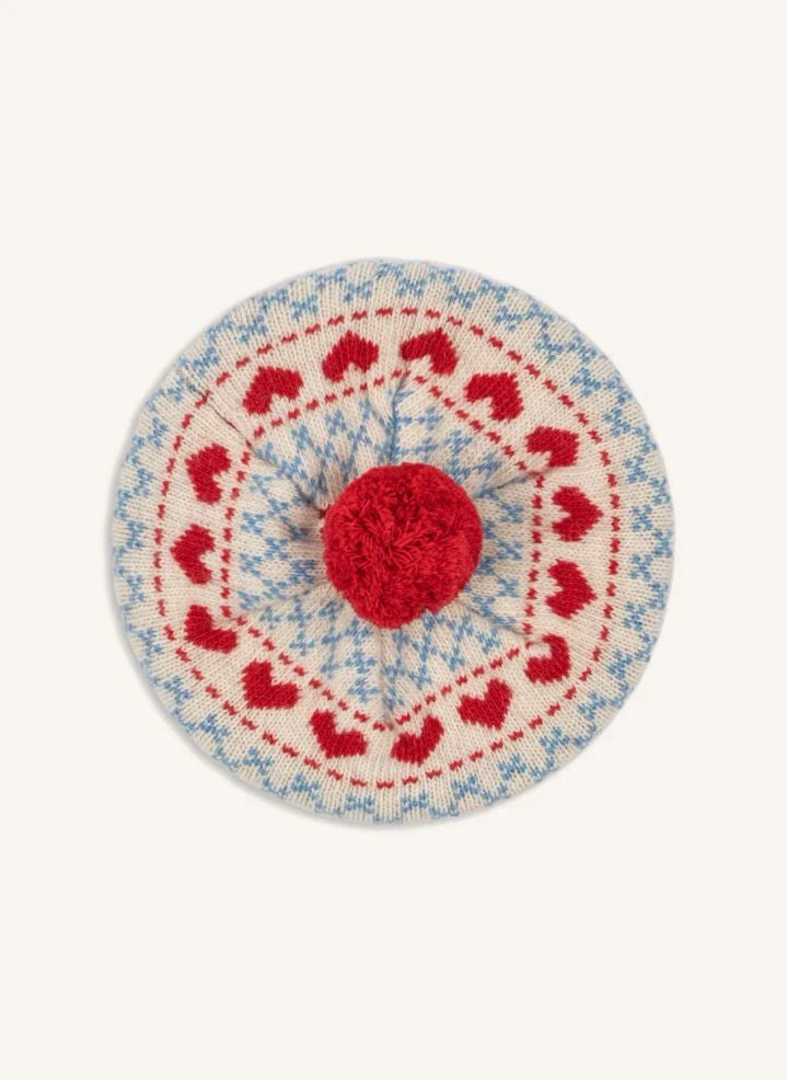 Konges Sløjd - Belou Hearts Woll-Beret | Hellblau