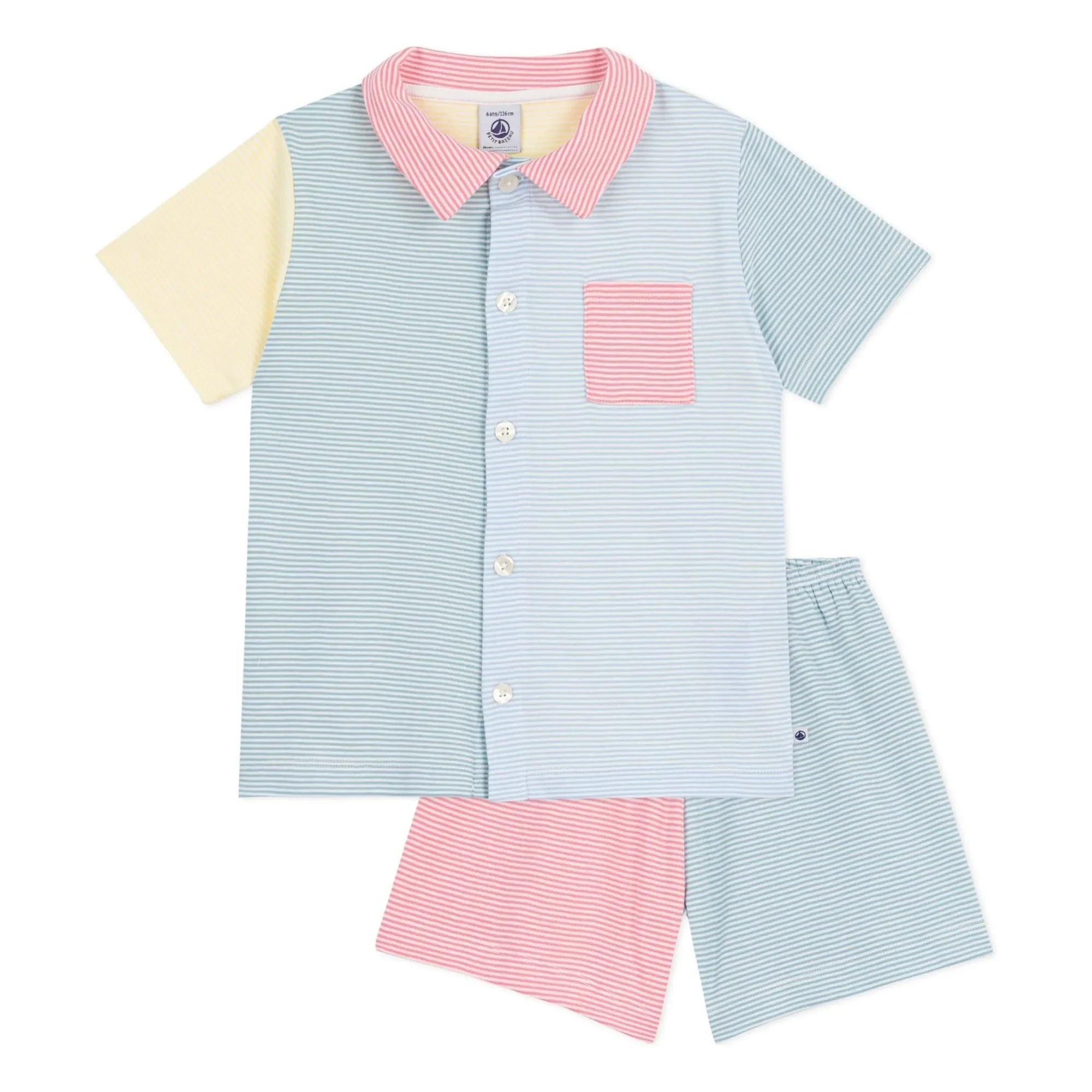 Petit Bateau - Kurzer Schlafanzug mit Colour-Block-Muster Millerais | Blau