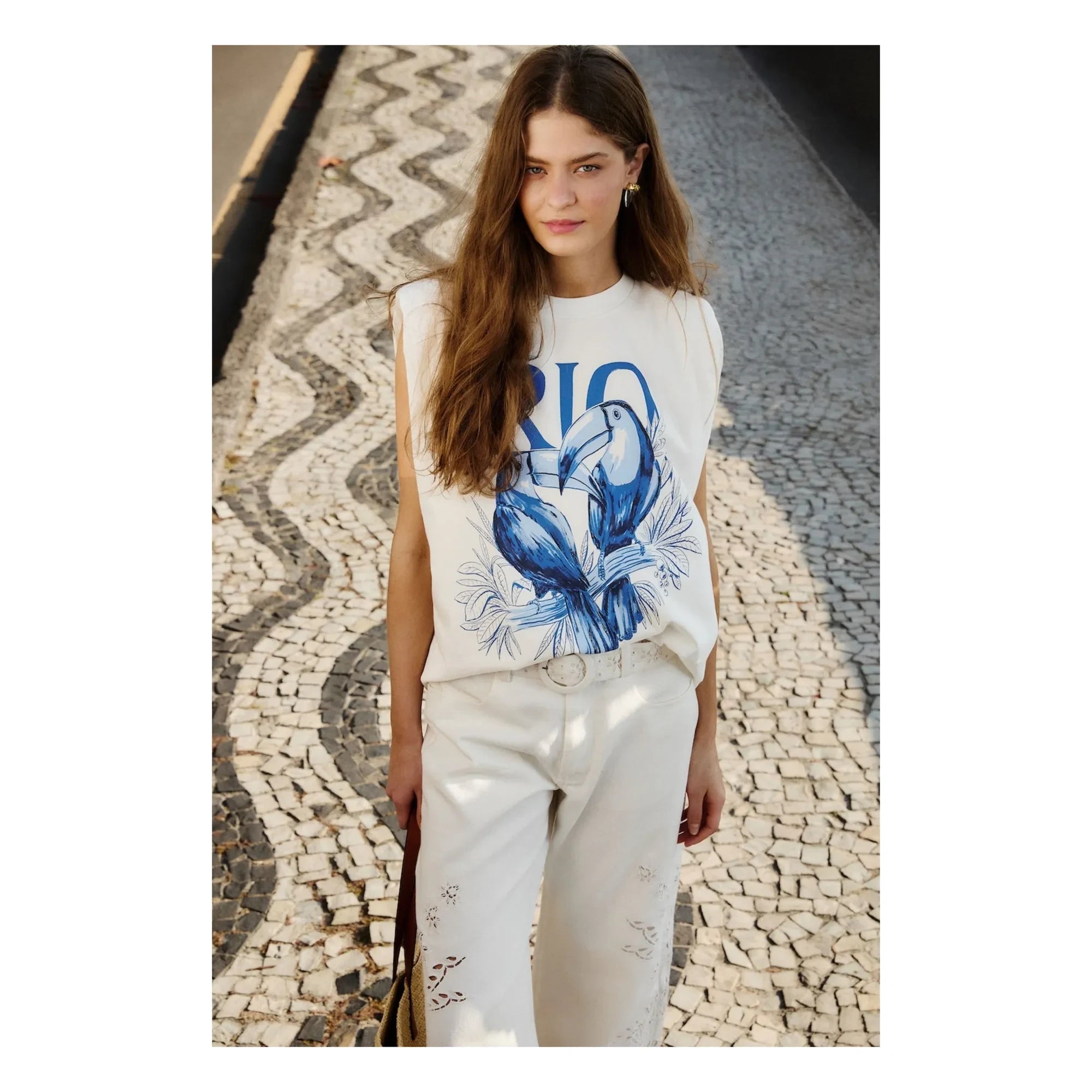 Farm Rio - Rio Epaulet T-Shirt | Weiß