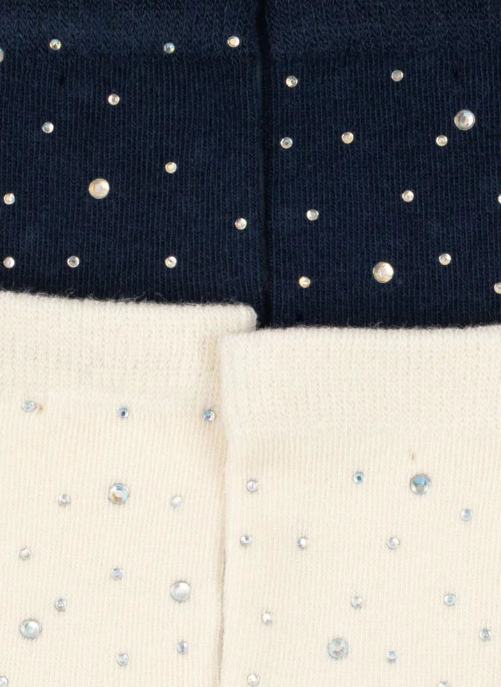 Konges Sløjd - 2 Paar Socken mit Schmucksteinen | Marineblau