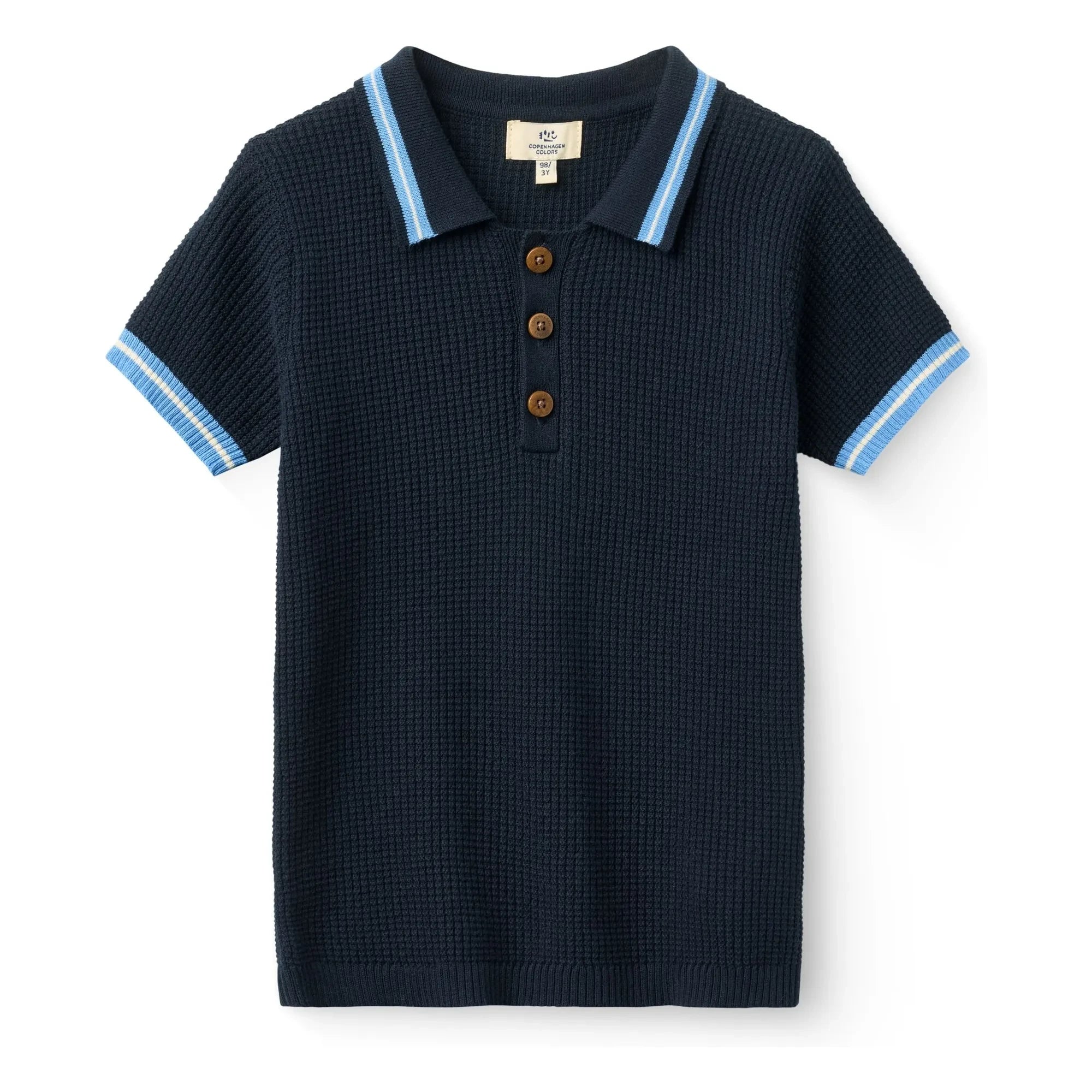 Copenhagen Colors – Geripptes Polo-Shirt aus Bio-Baumwolle mit Kontraststreifen | Marineblau