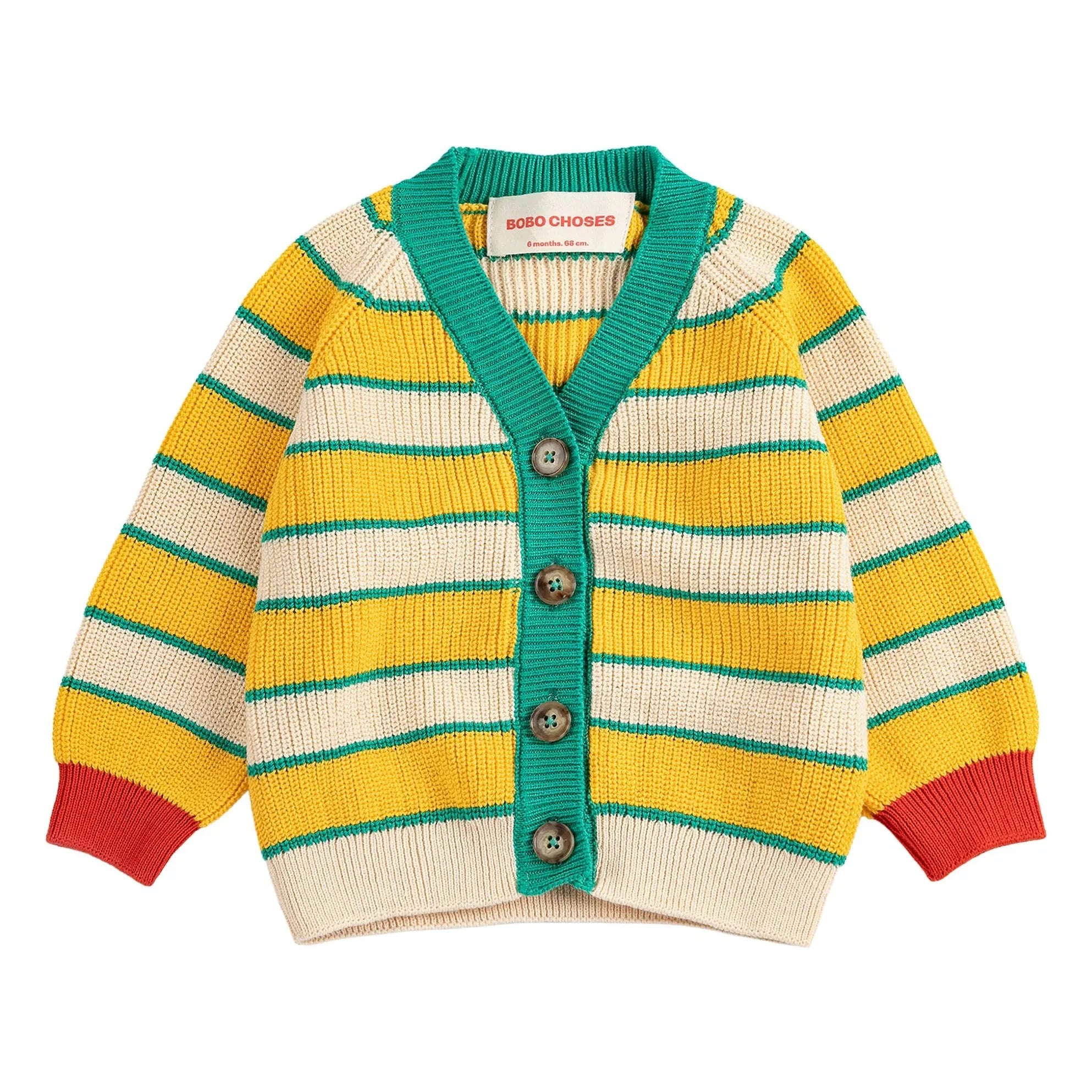 Bobo Choses - Gestreifte Bio-Baumwoll-Babyjacke | Gelb