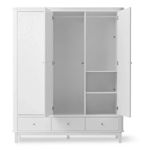 Oliver Furniture - 3-türiger Birken-Kleiderschrank 204 x 168 cm | Weiß