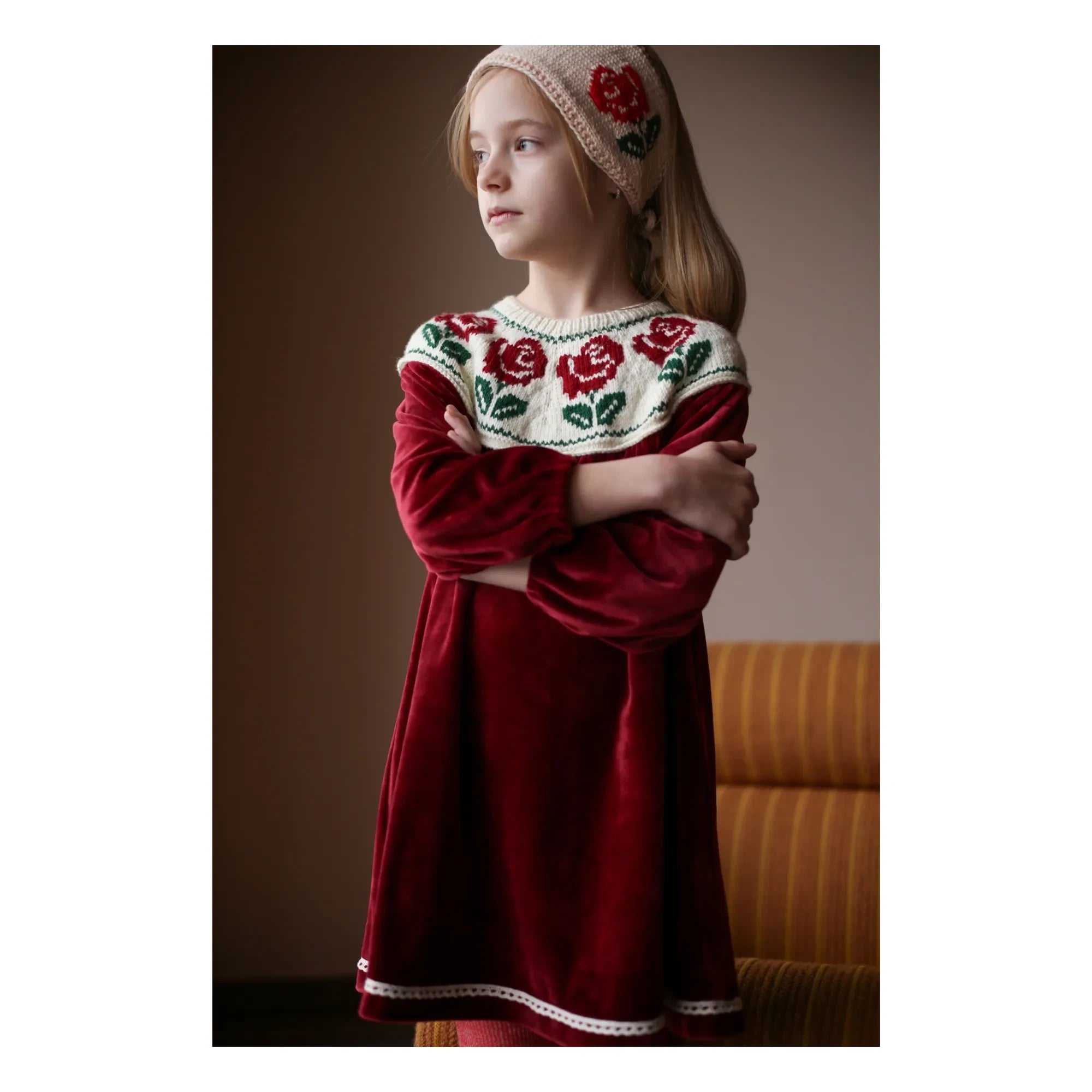 Kalinka - Rosa Samtkleid | Dunkelrot